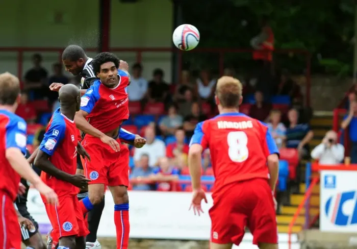Framed Print : Marvin Elliott Charges Towards Goal: Determination at Aldershot Framed Print : Marvin Elliott Charges Towards Goal: Determination at Aldershot
