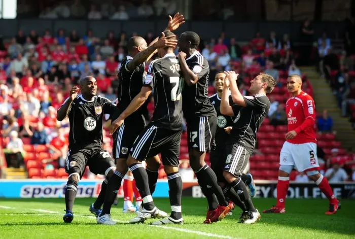 Framed Print : Marvin Elliott Scores the Opener: A Championship Thriller at Oakwell Stadium (Barnsley vs. Bristol City, 09 / 04 / 2011)