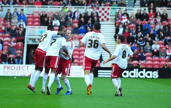 Marvin Elliott Scores the Winning Goal: Celebration with Team Mates (Bristol City vs. Middlesbrough)