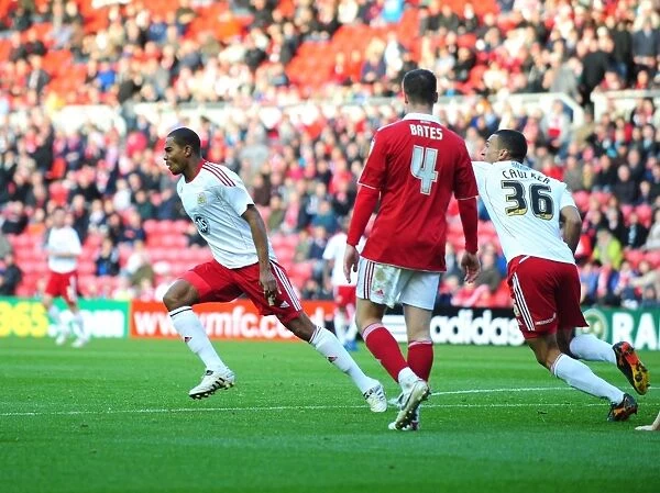 Marvin Elliott Scores the Winning Goal for Bristol City: Euphoric Celebration with Team Mates (vs. Middlesbrough)