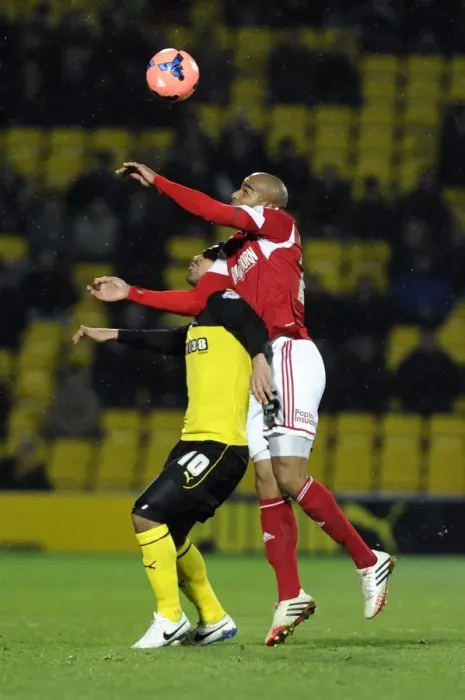 Framed Print : Marvin Elliott Soars High: Watford vs. Bristol City FA Cup Replay