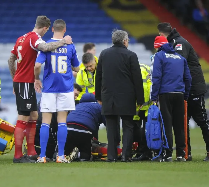 Framed Print : Marvin Elliott Suffers Injury in Oldham Athletic vs. Bristol City Clash Framed Print : Marvin Elliott Suffers Injury in Oldham Athletic vs. Bristol City Clash