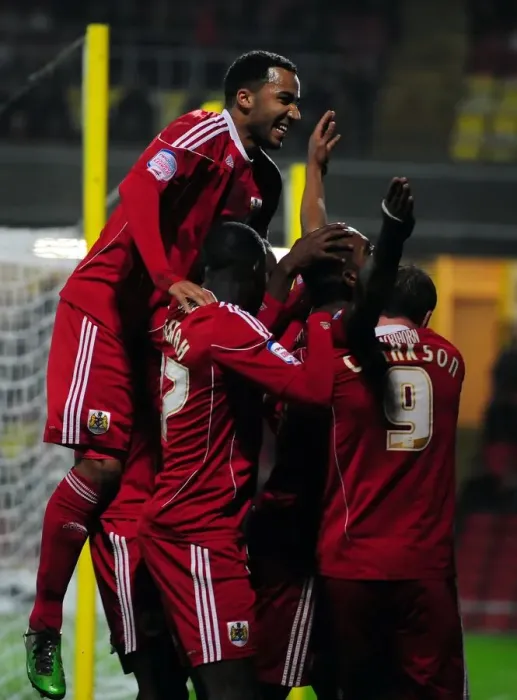 Framed Print : Marvin Elliott's Brace: Watford vs. Bristol City Championship Clash, 2011 - Vicarage Road Stadium Framed Print : Marvin Elliott's Brace: Watford vs. Bristol City Championship Clash, 2011 - Vicarage Road Stadium