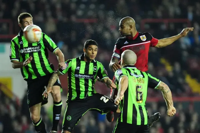 Framed Print : Marvin Elliott's Headed Goal Attempt vs. Brighton and Hove Albion, Bristol City, 2013