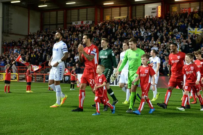 Framed Print : Mascots Leading the Way: Bristol City vs Leeds United at Ashton Gate Stadium