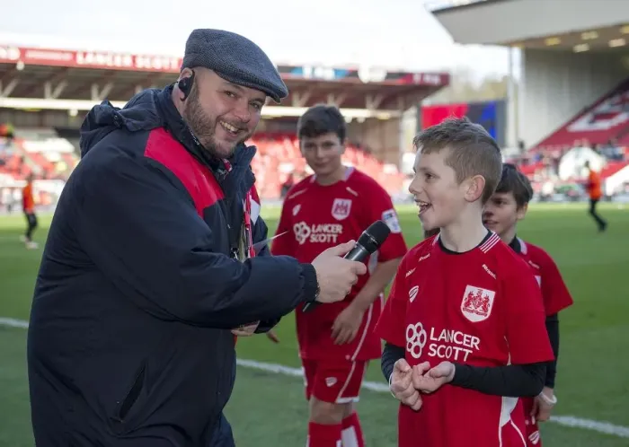 Framed Print : Mascot's Moment: An Interview with Bristol City's Mascot by Announcer Ian Downs at Ashton Gate (Bristol City vs. Cardiff City, Sky Bet Championship, January 14, 2017)