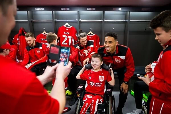 Mascots and Players Unite: Bristol City's Pre-Match Gathering in the Dressing Room - Sky Bet Championship (Bristol City v Rotherham United)