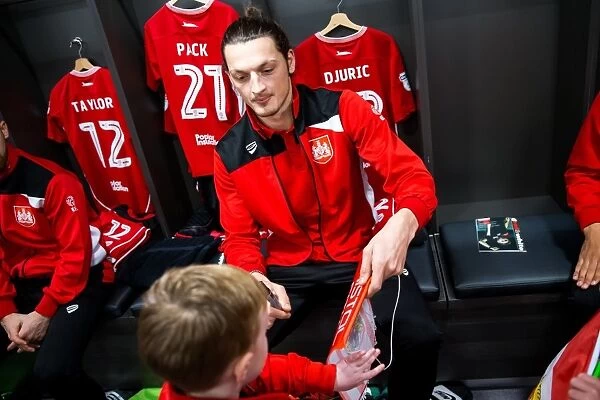 Mascots and Players Unite: A Special Moment in the Bristol City Dressing Room
