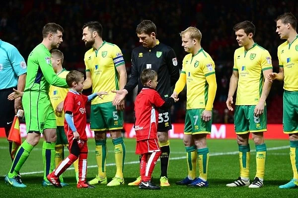 Mascots Share a Moment: Bristol City vs. Norwich City, Sky Bet Championship