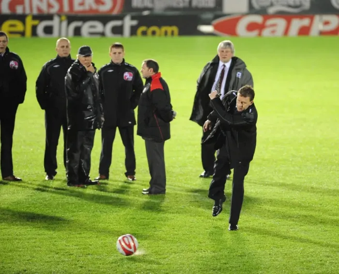 Framed Print : Match Officials and Managers: Gary Johnson and Paul Sturrock during Pitch Inspection - Plymouth Argyle vs. Bristol City