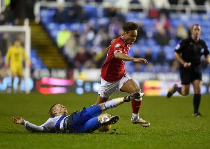 Framed Print : Matej Vydra Tackles Bobby Reid in Intense Reading vs. Bristol City Championship Clash Framed Print : Matej Vydra Tackles Bobby Reid in Intense Reading vs. Bristol City Championship Clash