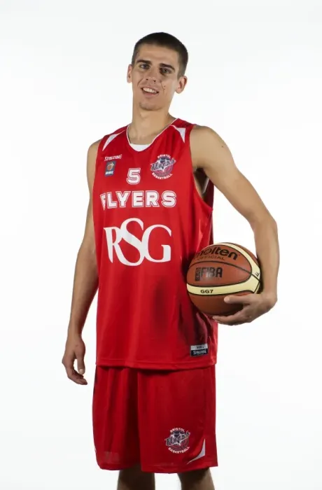 Framed Print : Mathias Seilund in Action: Basketball at SGS Wise Campus - Bristol Academy Flyers