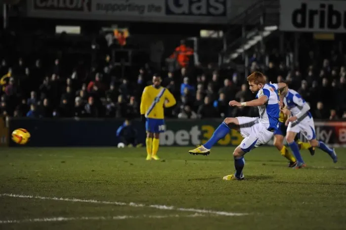 Framed Print : Matt Harrold Scores Penalty for Bristol Rovers Against AFC Wimbledon, Sky Bet League Two, 2013 Framed Print : Matt Harrold Scores Penalty for Bristol Rovers Against AFC Wimbledon, Sky Bet League Two, 2013