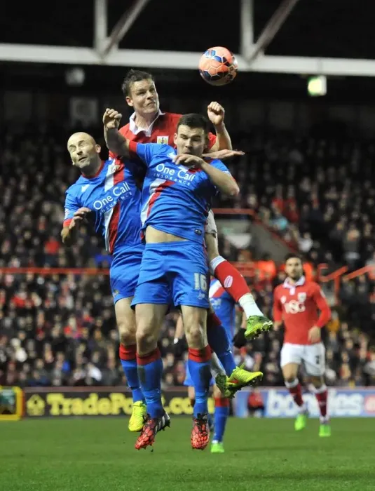 Framed Print : Matt Smith Battles for the Header: Bristol City vs Doncaster Rovers in FA Cup Third Round Replay