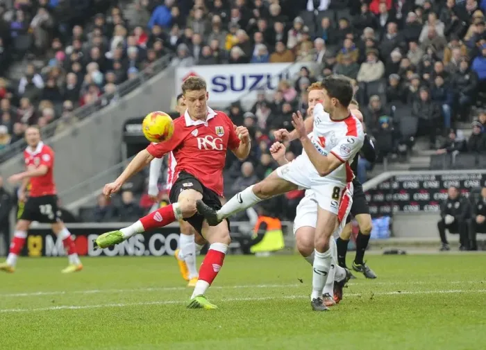 Framed Print : Matt Smith's Blocked Shot: MK Dons vs. Bristol City, Sky Bet League One, 07.02.2015 Framed Print : Matt Smith's Blocked Shot: MK Dons vs. Bristol City, Sky Bet League One, 07.02.2015