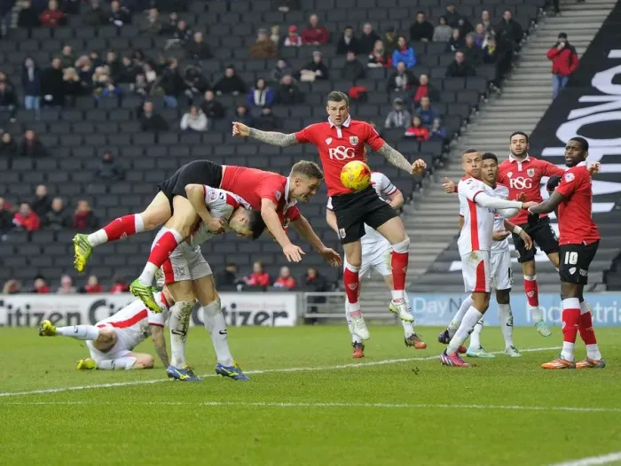 Framed Print : Matt Smith's Controversial Fall: MK Dons vs. Bristol City, 07-02-2015 Framed Print : Matt Smith's Controversial Fall: MK Dons vs. Bristol City, 07-02-2015