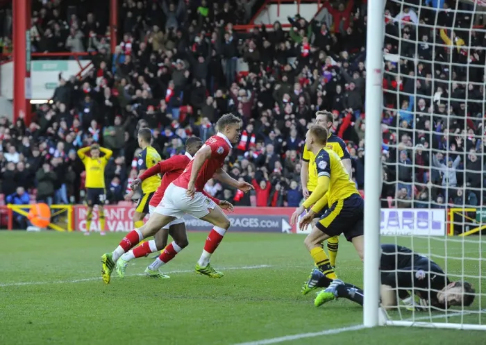 Framed Print : Matt Smith's Euphoric Goal Celebration: Bristol City's Thrilling Victory over Fleetwood Town in Sky Bet League One at Ashton Gate Framed Print : Matt Smith's Euphoric Goal Celebration: Bristol City's Thrilling Victory over Fleetwood Town in Sky Bet League One at Ashton Gate