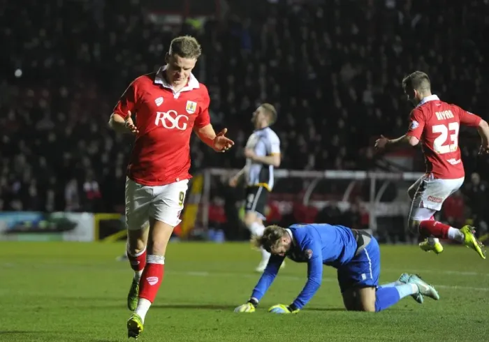 Framed Print : Matt Smith's Euphoric Goal Celebration: Bristol City's Victory Over Port Vale, Sky Bet League One Framed Print : Matt Smith's Euphoric Goal Celebration: Bristol City's Victory Over Port Vale, Sky Bet League One