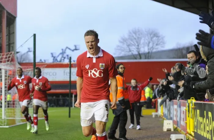 Framed Print : Matt Smith's Euphoric Goal Celebration: Bristol City's Victory Over Yeovil Town, Sky Bet League One Framed Print : Matt Smith's Euphoric Goal Celebration: Bristol City's Victory Over Yeovil Town, Sky Bet League One