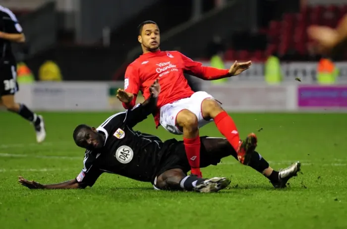 Framed Print : McGoldrick Foul by Stewart: Forest vs. Bristol City, 2011