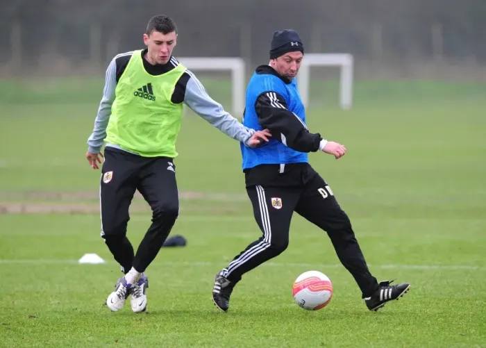 Framed Print : McInnes vs. Wilson: A Training Battle at Memorial Stadium - Derek McInnes Goes Head-to-Head with James Wilson during Bristol City FC Training Framed Print : McInnes vs. Wilson: A Training Battle at Memorial Stadium - Derek McInnes Goes Head-to-Head with James Wilson during Bristol City FC Training