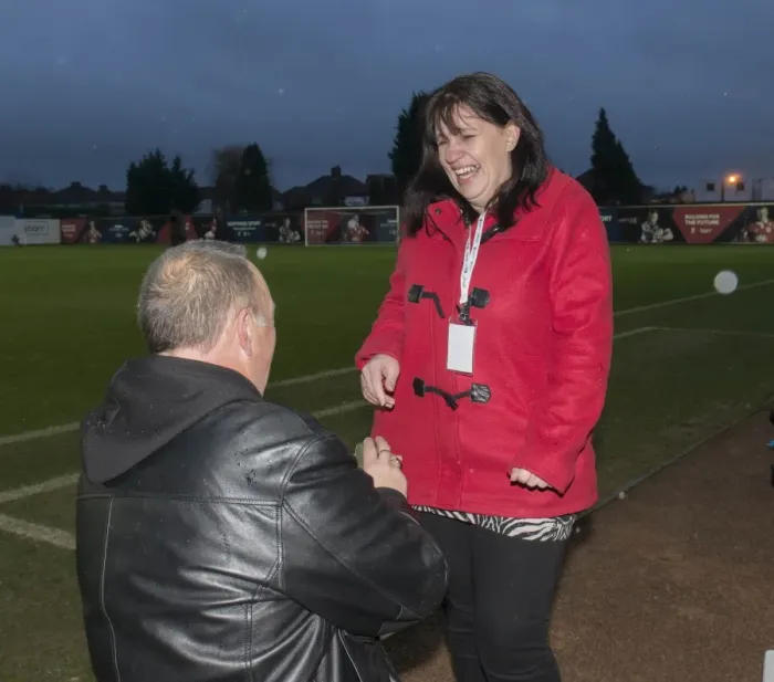 Framed Print : A Memorable Football Moment: Marriage Proposal at Ashton Gate