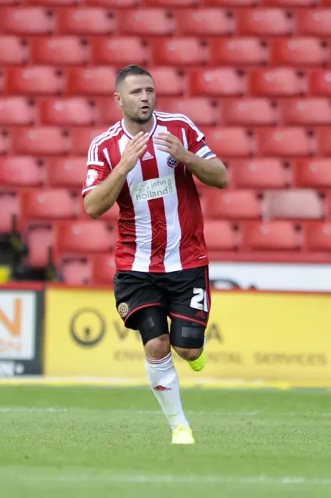 Framed Print : Michael Higdon's Thrilling Goal Celebration: A Memorable Moment from Sheffield United vs. Bristol City (Sky Bet League One, 2014)