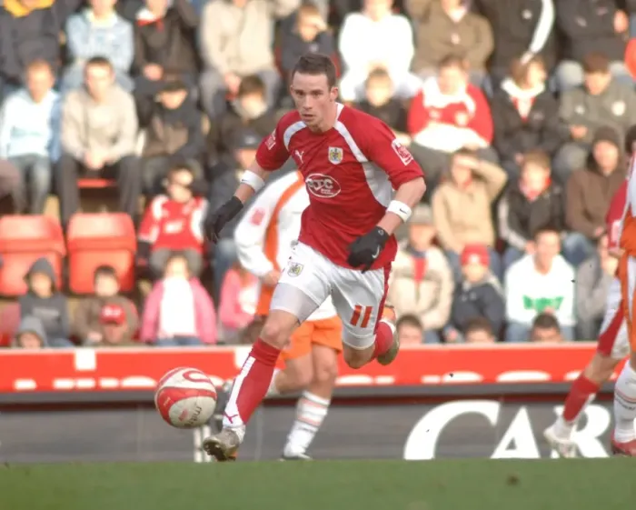 Framed Print : Michael McIndoe in Action for Bristol City Against Blackpool
