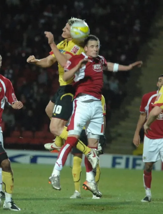 Framed Print : Michael McIndoe in Action for Bristol City Against Watford Framed Print : Michael McIndoe in Action for Bristol City Against Watford