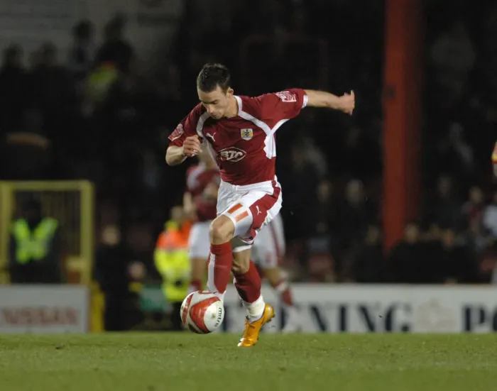 Framed Print : Michael McIndoe in Action for Bristol City Against Watford Framed Print : Michael McIndoe in Action for Bristol City Against Watford