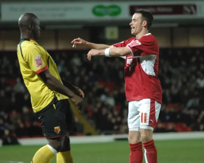 Framed Print : Michael McIndoe in Action: Watford vs. Bristol City Framed Print : Michael McIndoe in Action: Watford vs. Bristol City