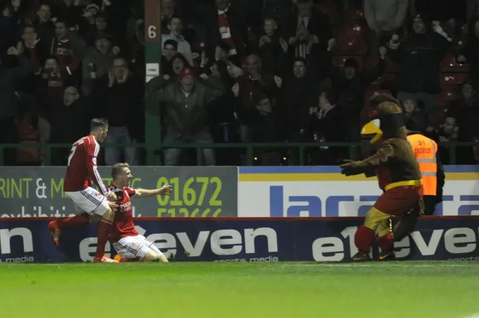 Framed Print : Michael Smith's Goal Celebration: Swindon Town vs. Bristol City, 15 November 2014 Framed Print : Michael Smith's Goal Celebration: Swindon Town vs. Bristol City, 15 November 2014