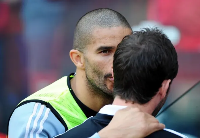 Framed Print : Middlesbrough vs. Bristol City: A Light-Hearted Moment Between David James and Jamie McAllister Before the Kick-off Framed Print : Middlesbrough vs. Bristol City: A Light-Hearted Moment Between David James and Jamie McAllister Before the Kick-off