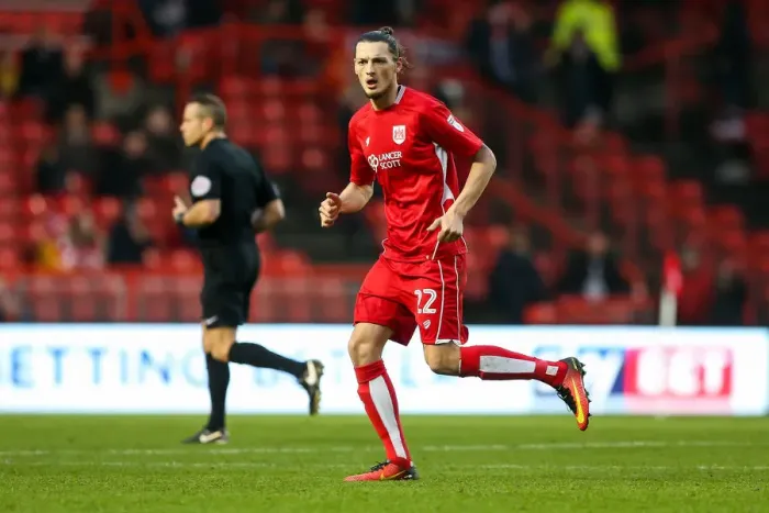 Framed Print : Milan Djuric of Bristol City Ponders Next Move at Ashton Gate Stadium during FA Cup Third Round Match against Fleetwood Town Framed Print : Milan Djuric of Bristol City Ponders Next Move at Ashton Gate Stadium during FA Cup Third Round Match against Fleetwood Town