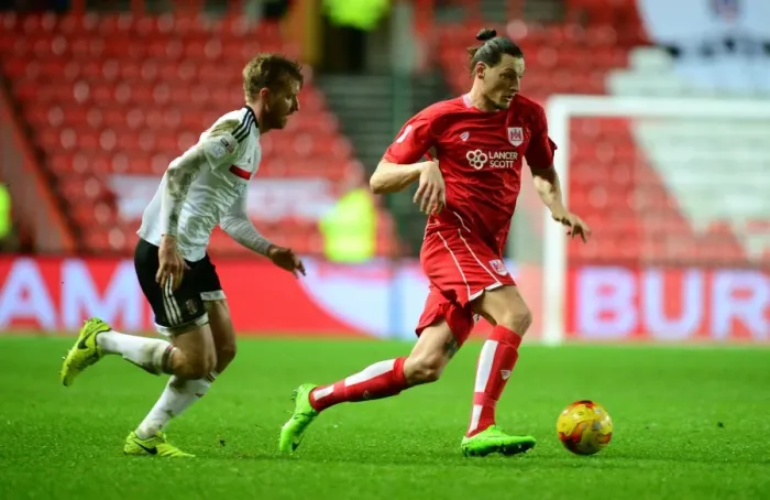 Framed Print : Milan Djuric Charges Forward: Bristol City vs Fulham, 2017 Framed Print : Milan Djuric Charges Forward: Bristol City vs Fulham, 2017