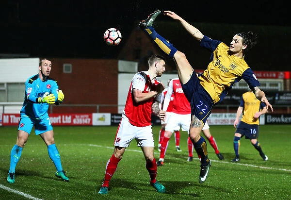 Milan Djuric Stretches for Goal: Fleetwood Town vs. Bristol City, FA Cup Replay