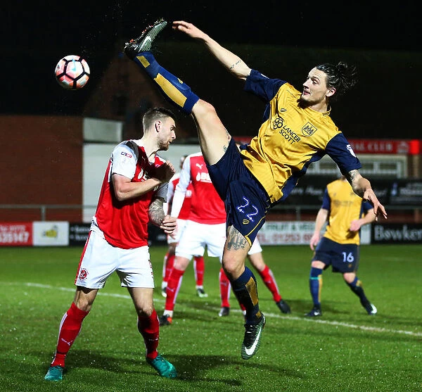 Milan Djuric Stretches for Shot: Fleetwood Town vs. Bristol City, FA Cup Replay