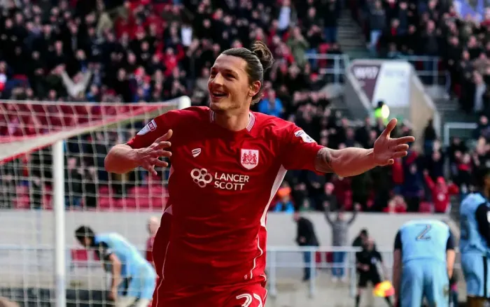 Framed Print : Milan Djuric's Epic Goal Celebration: A Thrilling Moment at Ashton Gate (Bristol City vs Rotherham United, Sky Bet Championship, February 4, 2017) Framed Print : Milan Djuric's Epic Goal Celebration: A Thrilling Moment at Ashton Gate (Bristol City vs Rotherham United, Sky Bet Championship, February 4, 2017)