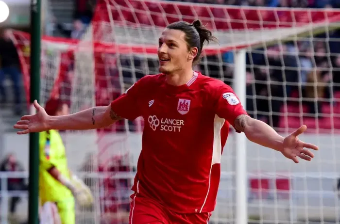 Framed Print : Milan Djuric's Epic Goal Celebration: A Thrilling Moment at Ashton Gate, 2017 (Bristol City v Rotherham United) Framed Print : Milan Djuric's Epic Goal Celebration: A Thrilling Moment at Ashton Gate, 2017 (Bristol City v Rotherham United)