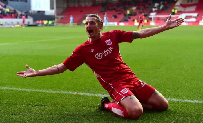 Framed Print : Milan Djuric's Euphoric Goal: Bristol City's Triumph over Rotherham United in Sky Bet Championship (February 4, 2017)