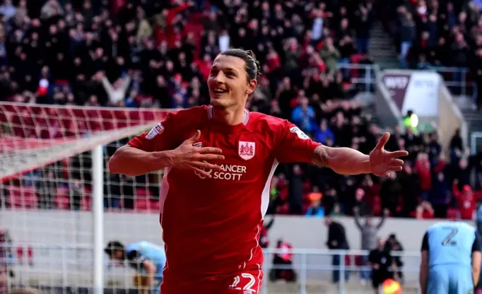 Framed Print : Milan Djuric's Euphoric Goal: Triumphant Moment as Bristol City Defeats Rotherham United in Sky Bet Championship (February 4, 2017) Framed Print : Milan Djuric's Euphoric Goal: Triumphant Moment as Bristol City Defeats Rotherham United in Sky Bet Championship (February 4, 2017)
