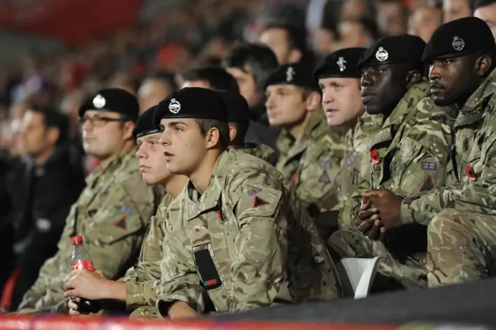 Framed Print : Military Personnel Attend Bristol City vs. Wolves Match at Ashton Gate, 2015 Framed Print : Military Personnel Attend Bristol City vs. Wolves Match at Ashton Gate, 2015