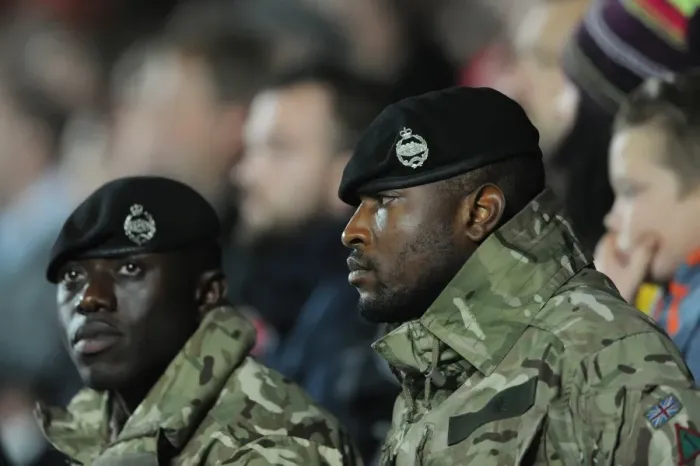 Framed Print : Military Personnel Honor Bristol City vs. Wolves Football Match at Ashton Gate, 2015