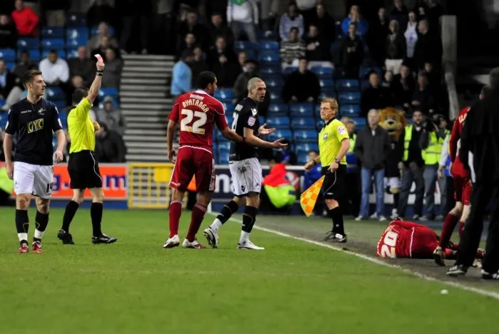 Framed Print : Millwall vs. Bristol City: Jamal Campbell-Ryce's Injury and Steve Morison's Red Card (Championship, 12 / 04 / 2011) Framed Print : Millwall vs. Bristol City: Jamal Campbell-Ryce's Injury and Steve Morison's Red Card (Championship, 12 / 04 / 2011)