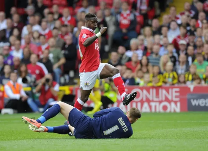 Framed Print : Milton Keynes Dons David Martin Denies Kieran Agard: Bristol City vs MK Dons, 2014