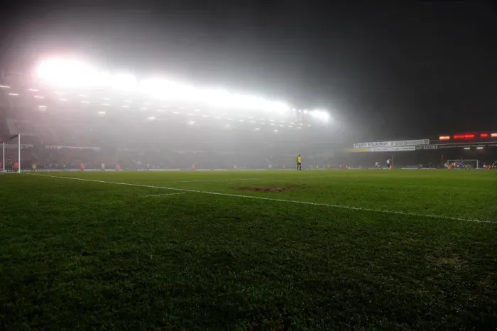 Framed Print : Misty Ashton Gate: Bristol City vs Swansea City, Championship Football Match, 01 / 02 / 2011