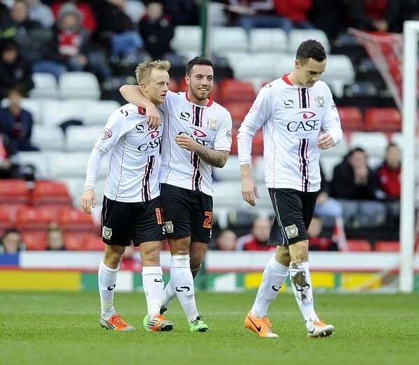 MK Dons Celebrate Goals: Reeves and Carruthers vs. Bristol City (January 18, 2014)