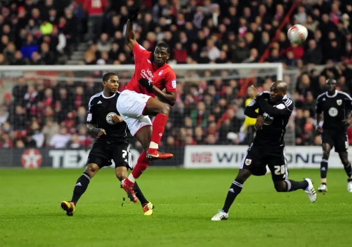 Framed Print : Moussi Clears for Forest Against Bristol City, Championship 2011 Framed Print : Moussi Clears for Forest Against Bristol City, Championship 2011