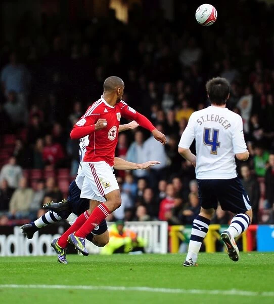 Narrowly Missed Goal: Danny Haynes Header for Bristol City Against Preston North End - Championship Match (06 / 11 / 2010)