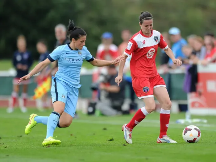Framed Print : Natalia Pablos Sanchon in Action: Bristol Academy vs Manchester City Women, WSL (2014)